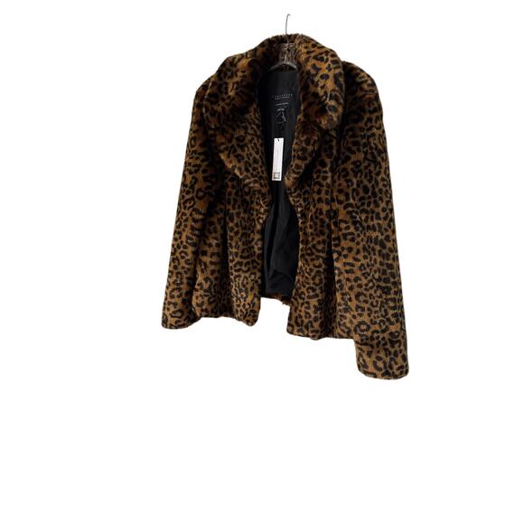 NWTGS Sanctuary Leopard FAUX FUR Short Coat SZ L - Picture 2 of 3